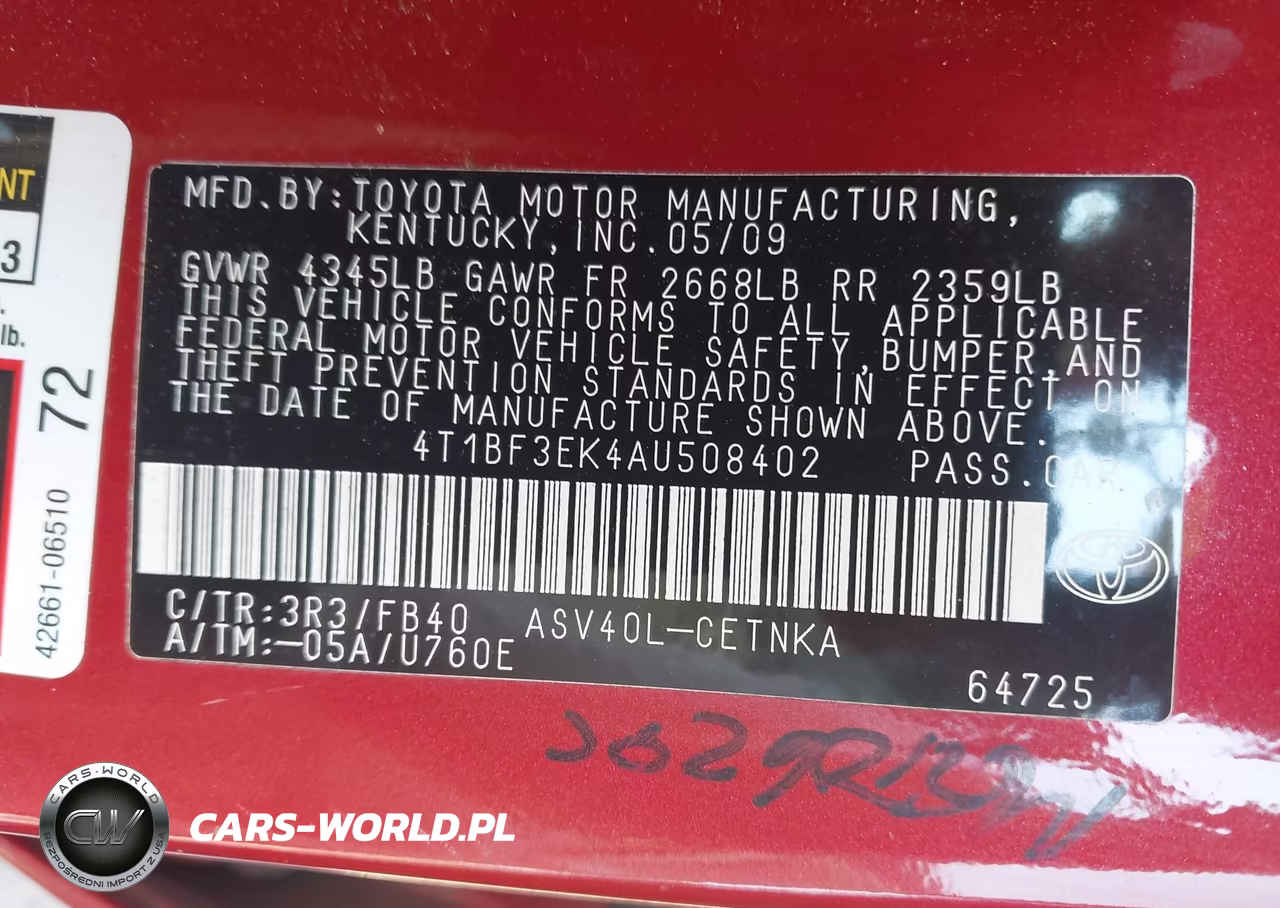 2010 Toyota Camry Le VIN:4T1BF3EK4AU508402 - 9