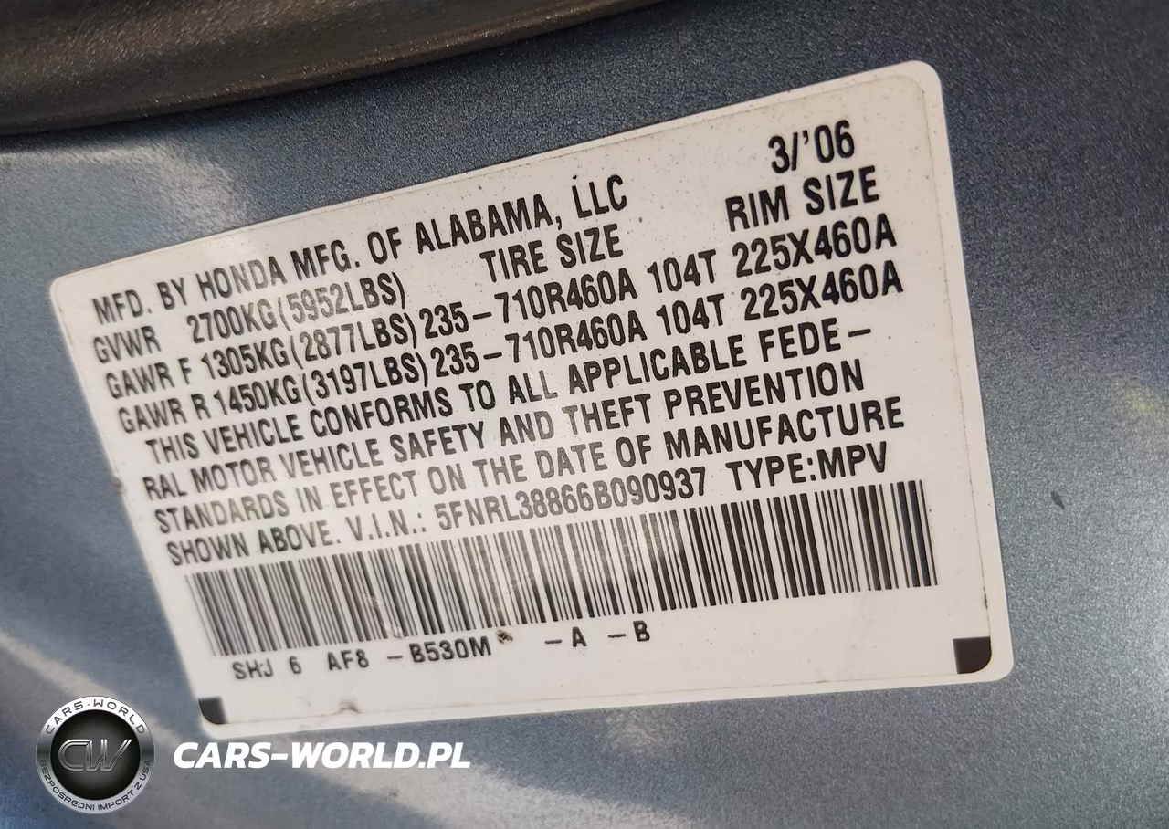 2006 Honda Odyssey Touring VIN:5FNRL38866B090937 - 9