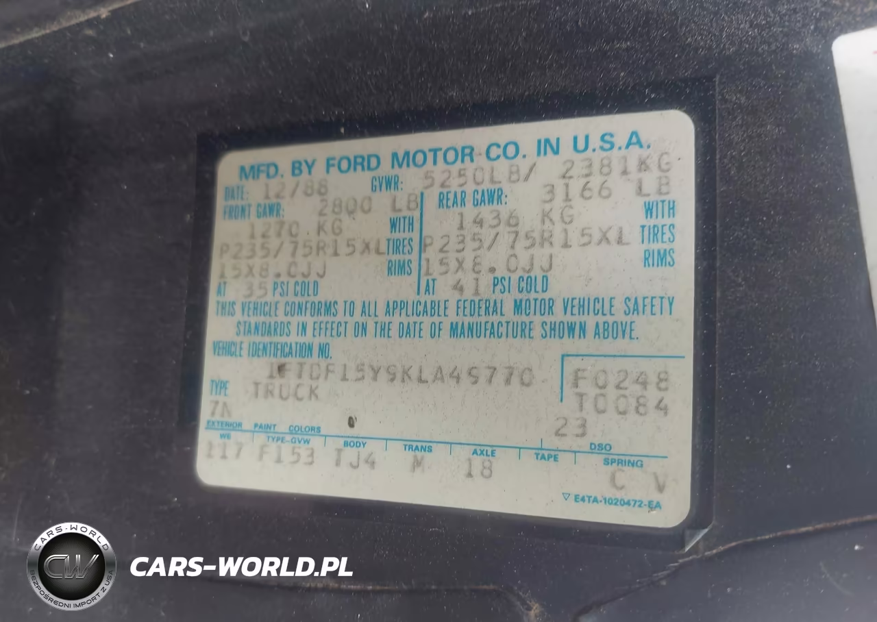 1989 Ford F150 VIN:1FTDF15Y9KLA49770 - 9