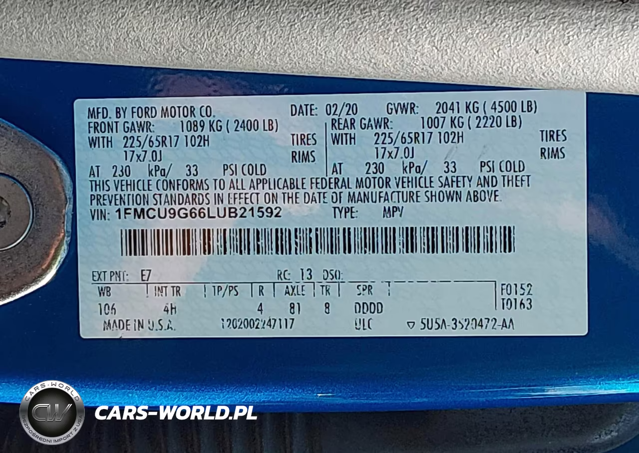 2020 Ford Escape Se VIN:1FMCU9G66LUB21592 - 9