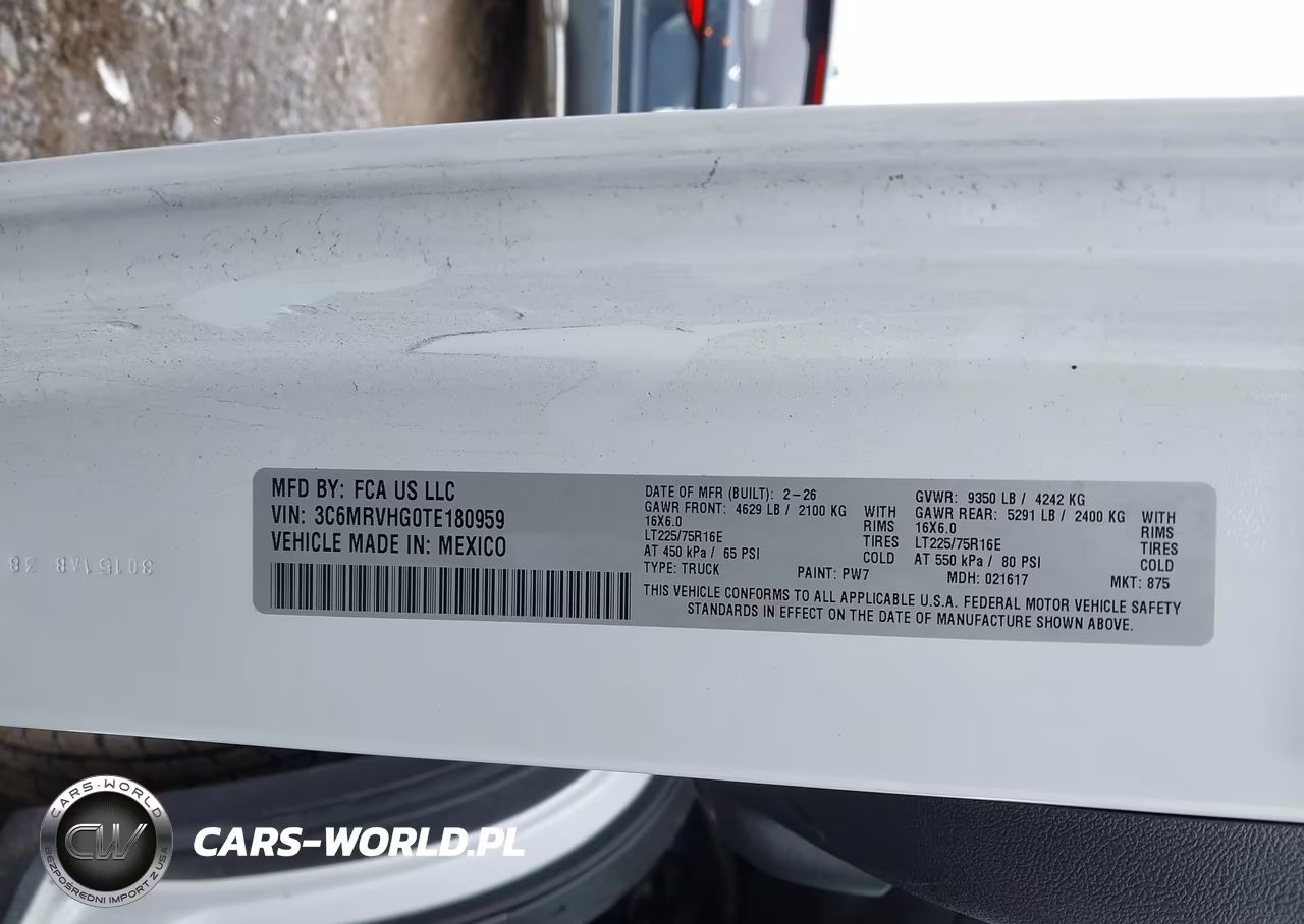 2026 Ram Promaster 3500 Tradesman High Roof 159 Wb W-Pass Seat VIN:3C6MRVHG0TE180959 - 9
