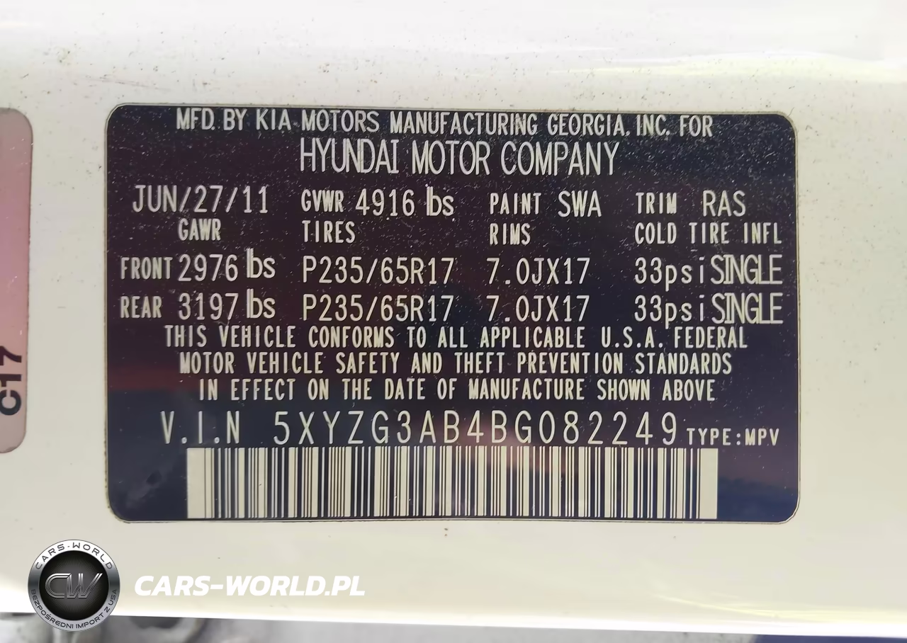2011 Hyundai Santa Fe Gls VIN:5XYZG3AB4BG082249 - 9