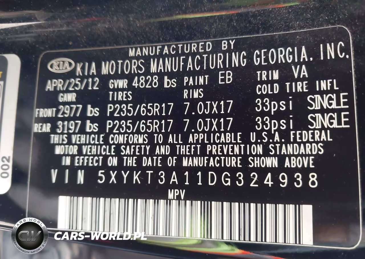 2013 Kia Sorento Lx VIN:5XYKT3A11DG324938 - 9