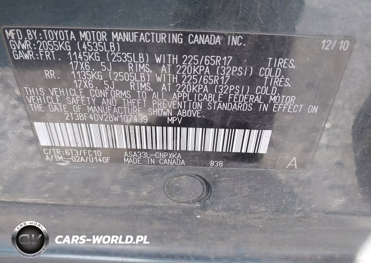 2011 Toyota Rav4 VIN:2T3BF4DV2BW107439 - 9
