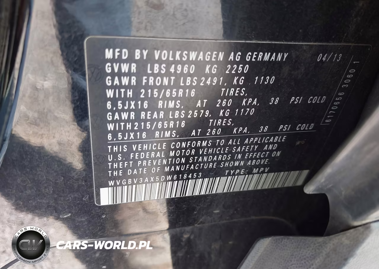 2013 Volkswagen Tiguan S VIN:WVGBV3AX5DW618453 - 9