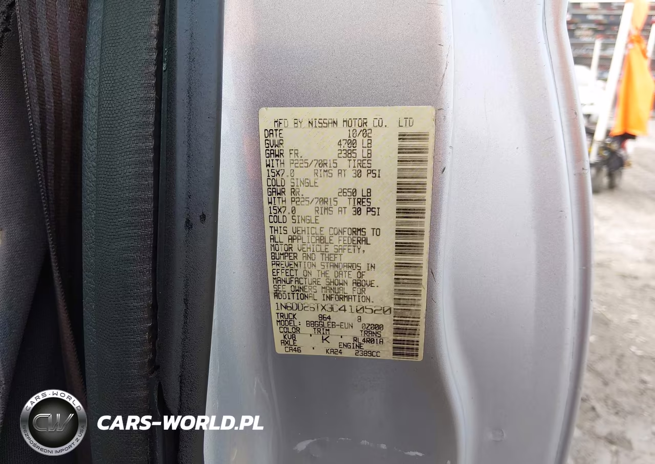 2003 Nissan Frontier Xe VIN:1N6DD26TX3C410520 - 9