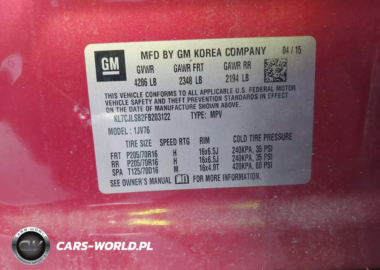 2015 Chevrolet Trax Lt VIN:KL7CJLSB2FB203122 - 9