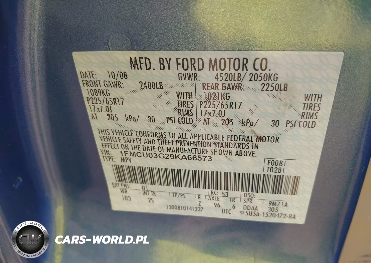 2009 Ford Escape Xlt VIN:1FMCU03G29KA66573 - 9