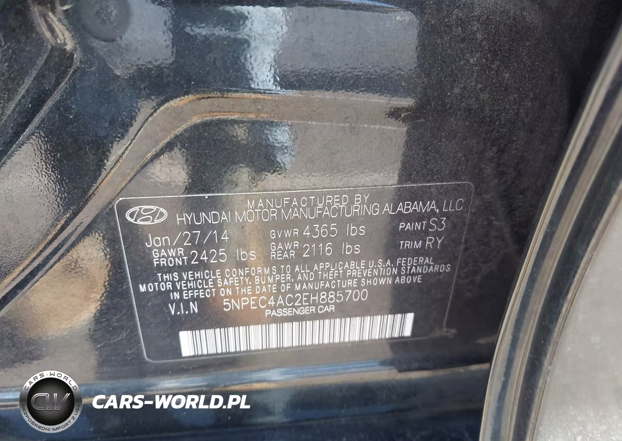 2014 Hyundai Sonata Se VIN:5NPEC4AC2EH885700 - 9