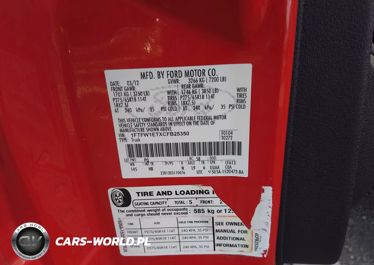 2012 Ford F-150 Lariat VIN:1FTFW1ETXCFB25350 - 9