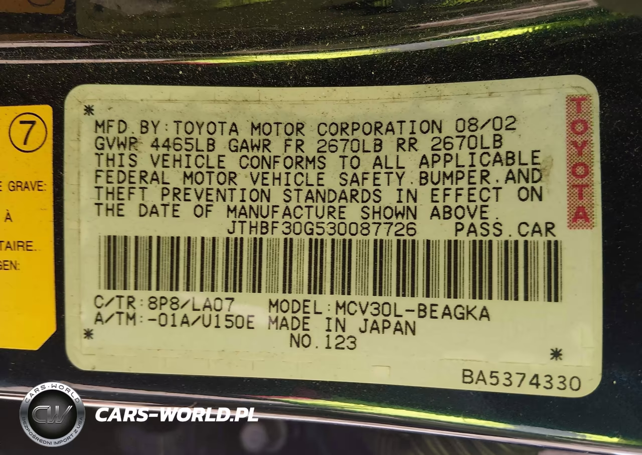 2003 Lexus Es 300 VIN:JTHBF30G530087726 - 8