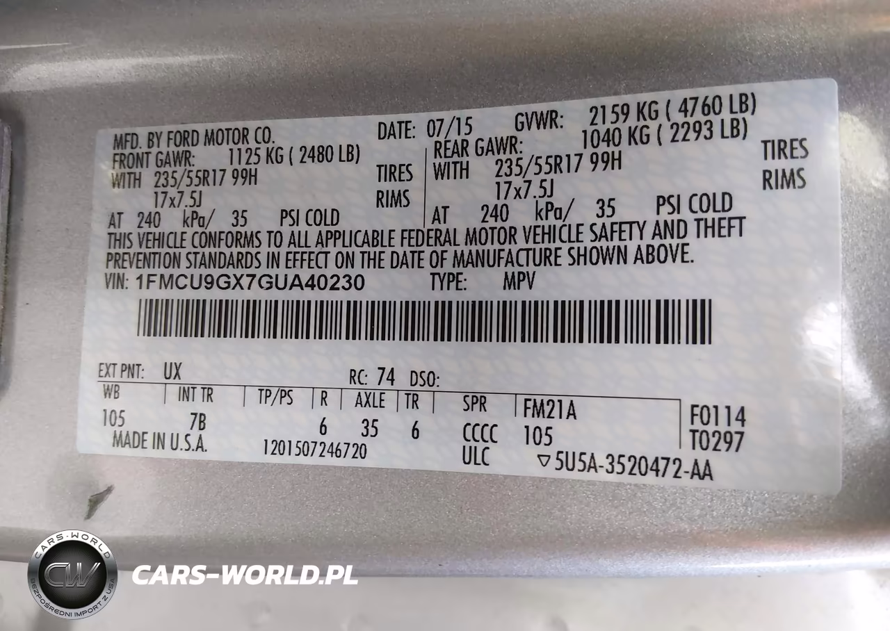 2016 Ford Escape Se VIN:1FMCU9GX7GUA40230 - 9