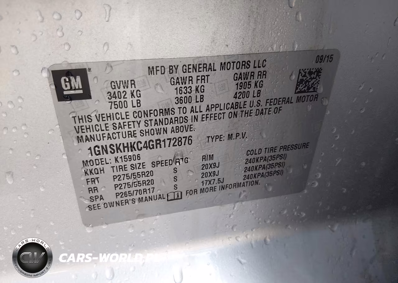 2016 Chevrolet Suburban Lt VIN:1GNSKHKC4GR172876 - 9