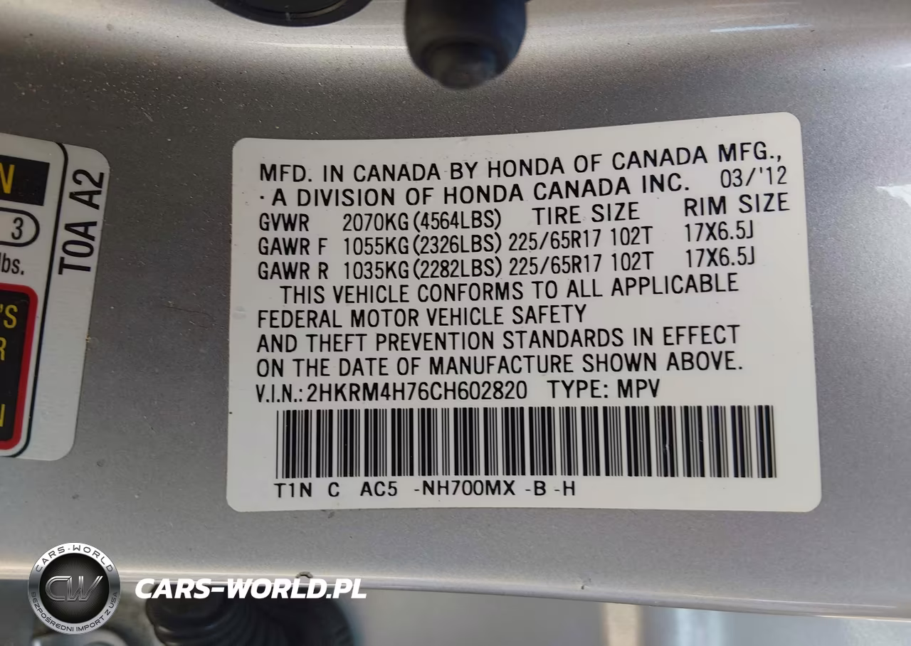 2012 Honda Cr-V Ex-L VIN:2HKRM4H76CH602820 - 9