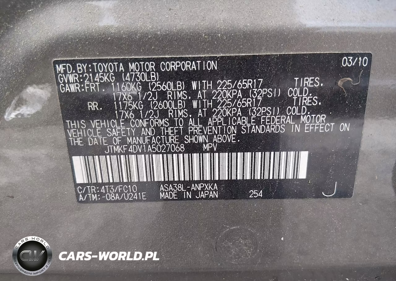 2010 Toyota Rav4 VIN:JTMKF4DV1A5027068 - 9