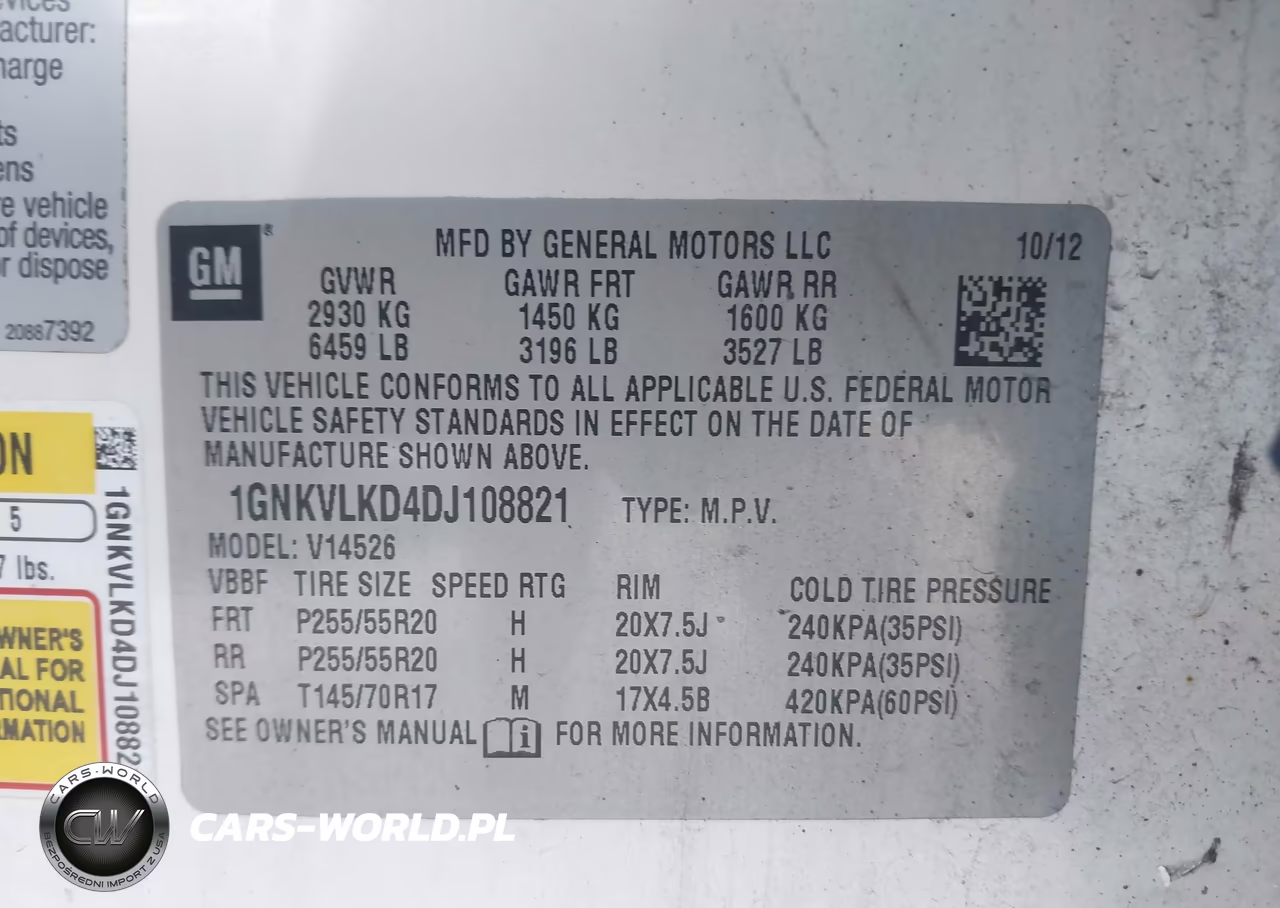 2013 Chevrolet Traverse Ltz VIN:1GNKVLKD4DJ108821 - 9
