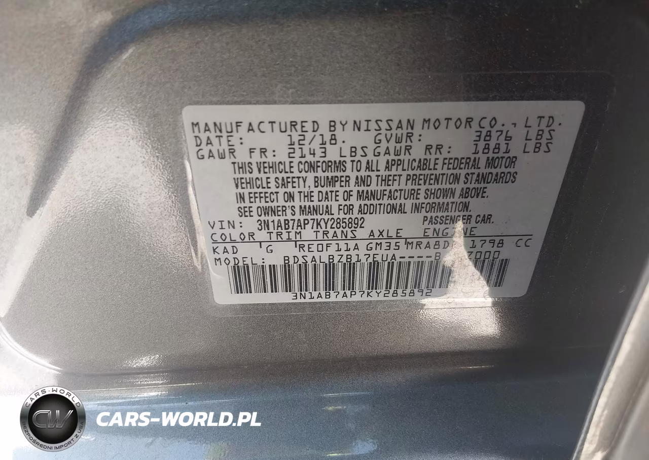 2019 Nissan Sentra S VIN:3N1AB7AP7KY285892 - 9