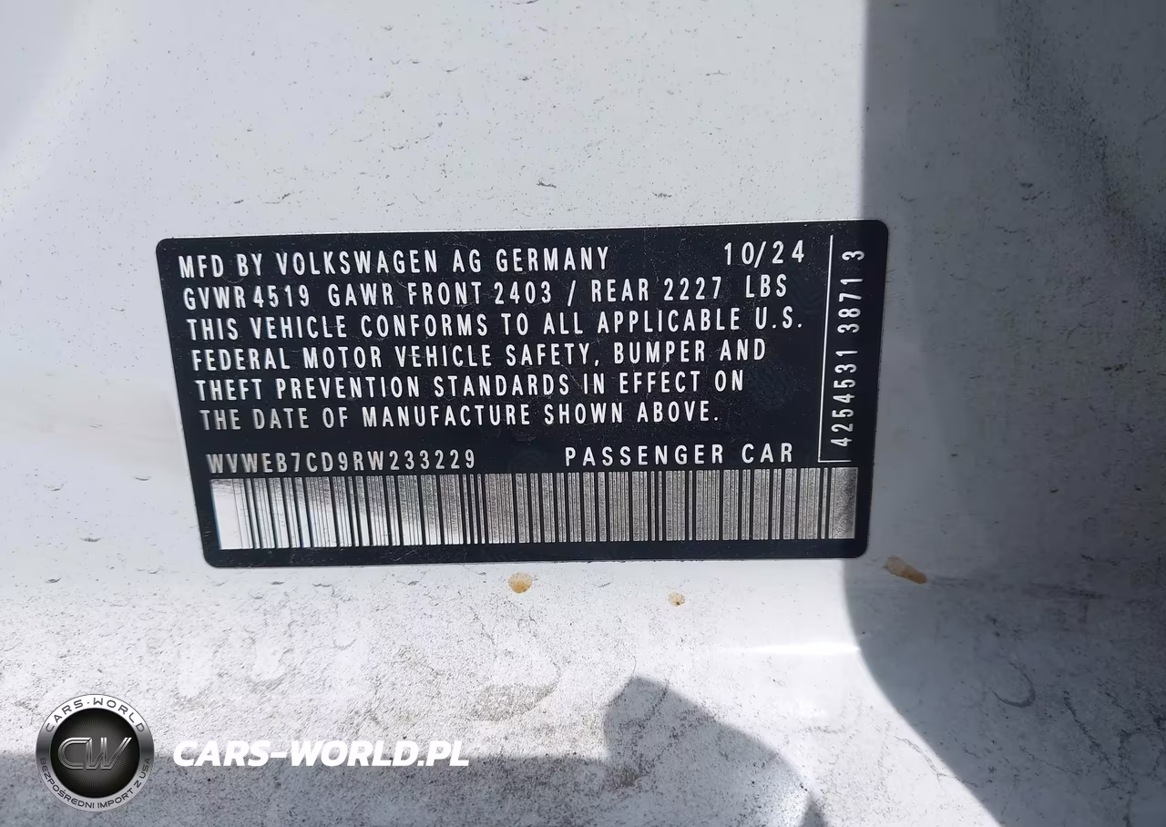 2024 Volkswagen Golf R 2.0T VIN:WVWEB7CD9RW233229 - 9