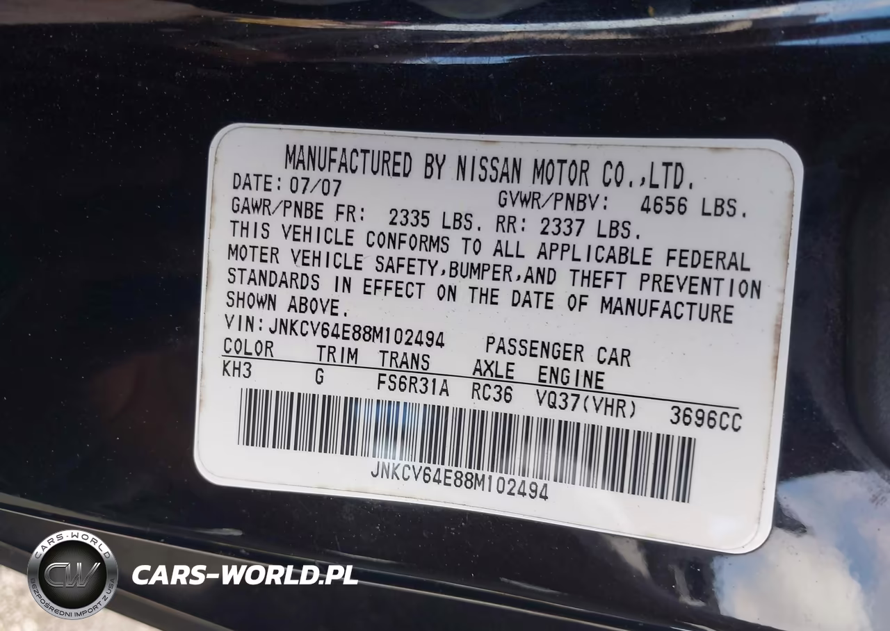 2008 Infiniti G37 Sport VIN:JNKCV64E88M102494 - 9