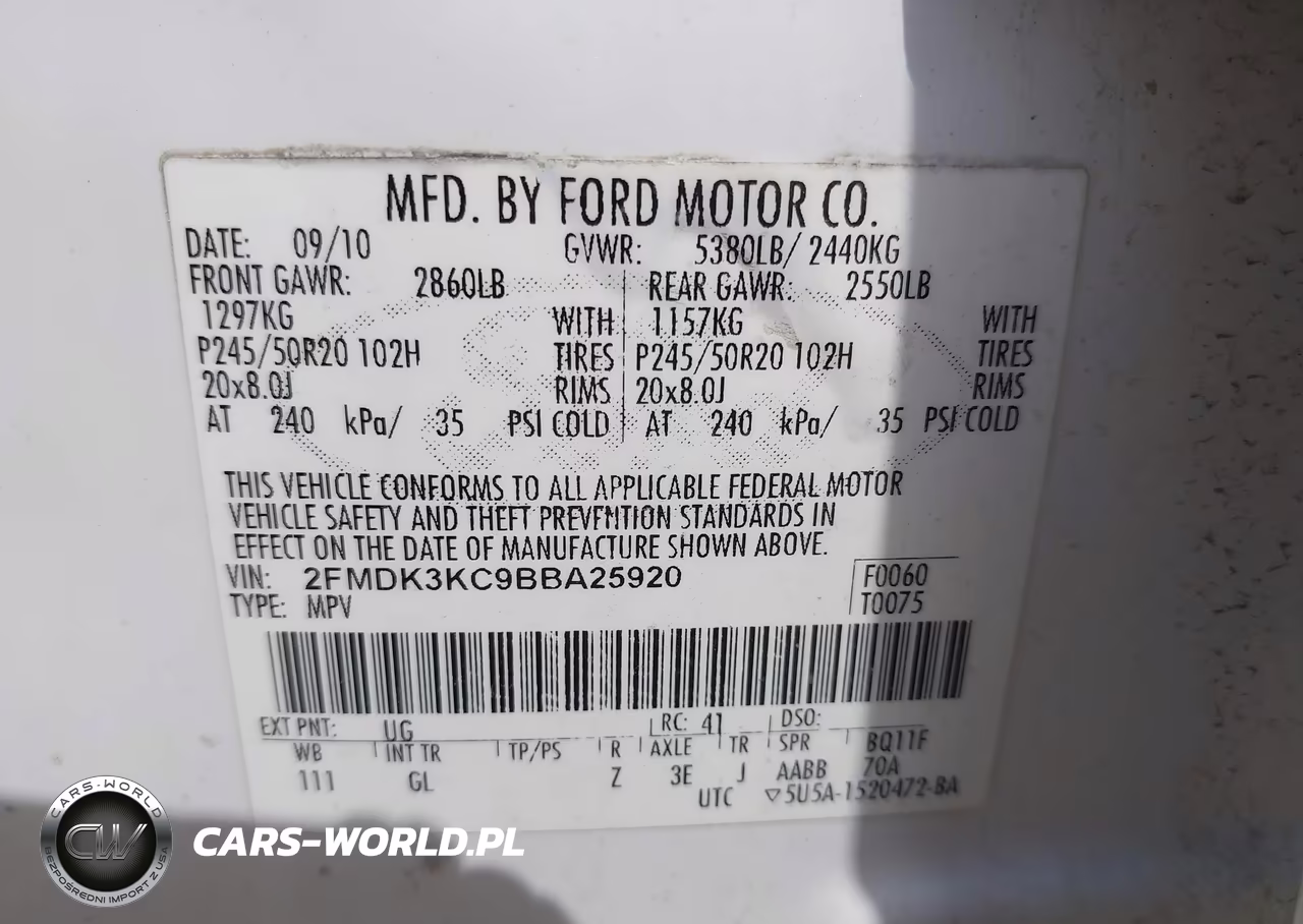 2011 Ford Edge Limited VIN:2FMDK3KC9BBA25920 - 9