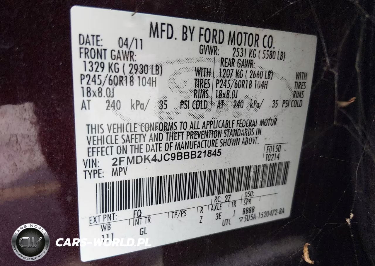 2011 Ford Edge Sel VIN:2FMDK4JC9BBB21845 - 9