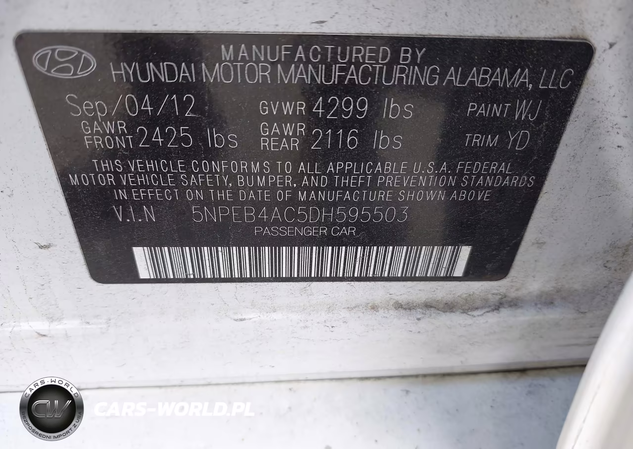 2013 Hyundai Sonata Gls VIN:5NPEB4AC5DH595503 - 9