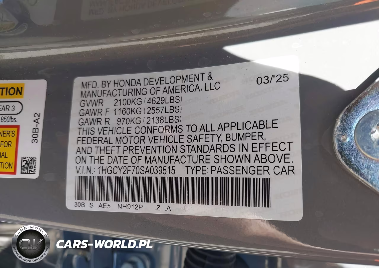 2025 Honda Accord Hybrid Sport-L VIN:1HGCY2F70SA039515 - 9