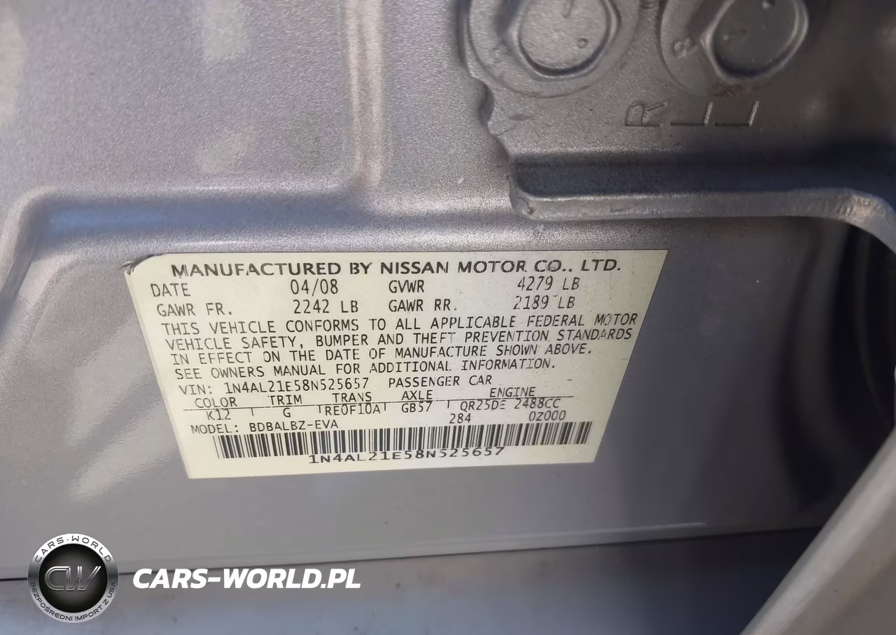 2008 Nissan Altima 2.5 S VIN:1N4AL21E58N525657 - 9
