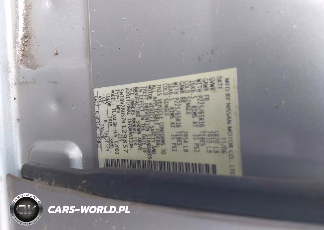 2007 Nissan Quest 3.5 S VIN:5N1BV28U57N129857 - 9