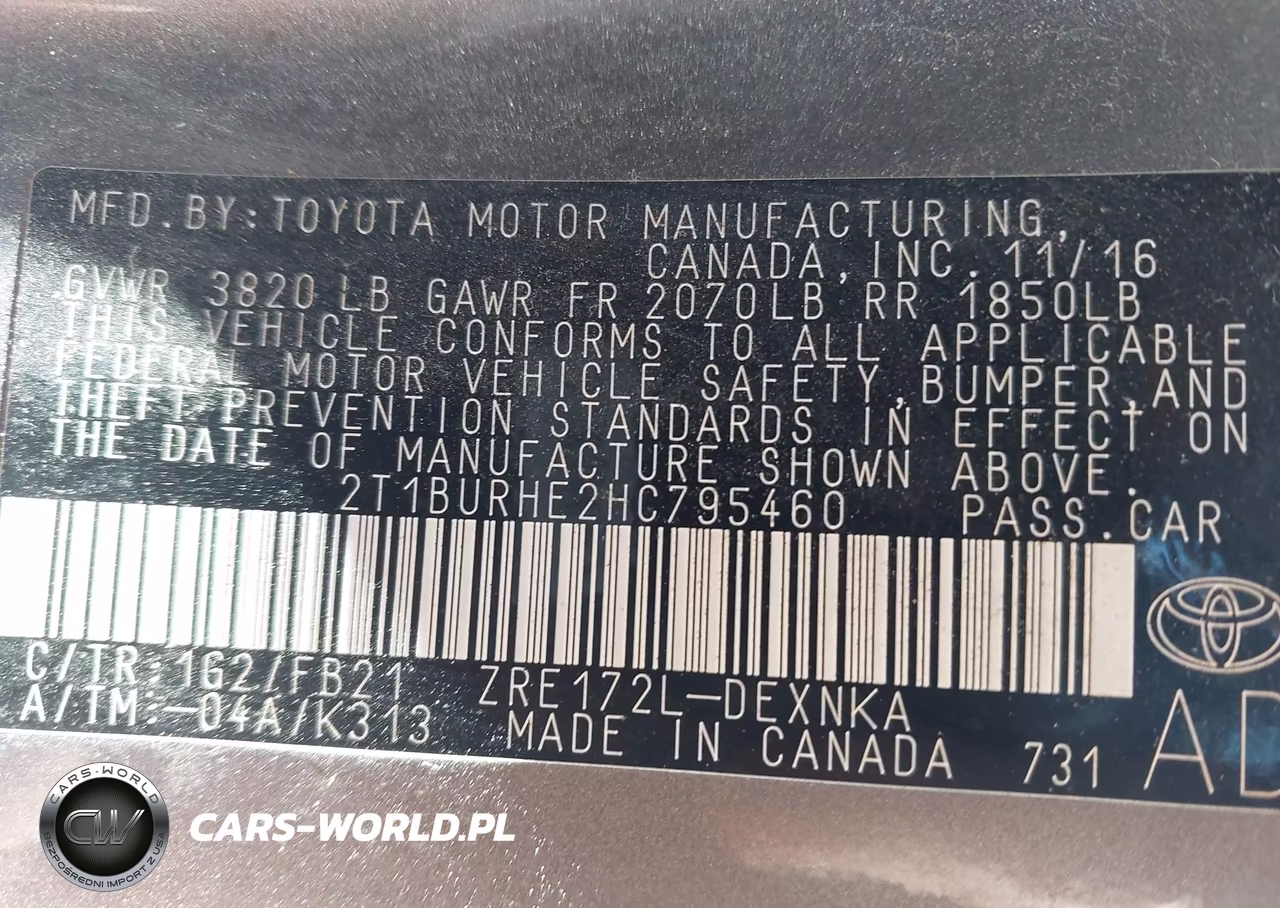 2017 Toyota Corolla Le VIN:2T1BURHE2HC795460 - 9