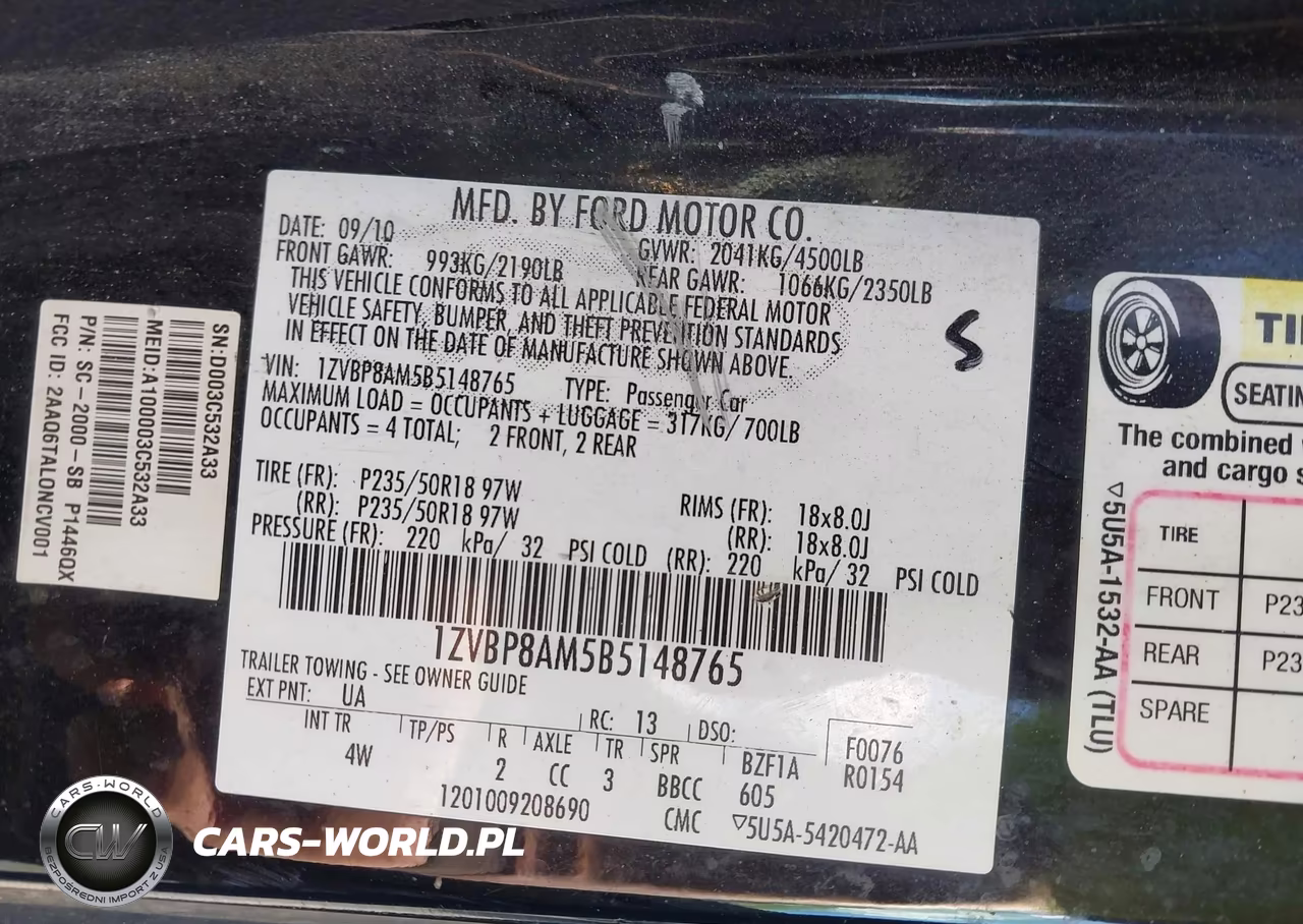 2011 Ford Mustang V6 Premium VIN:1ZVBP8AM5B5148765 - 9