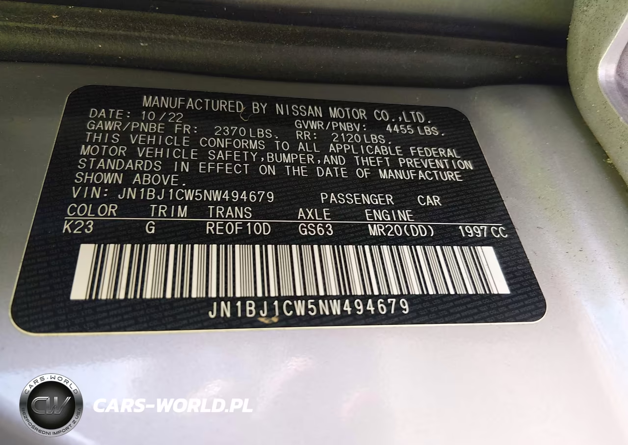 2022 Nissan Rogue Sport Sl Awd Xtronic Cvt VIN:JN1BJ1CW5NW494679 - 9
