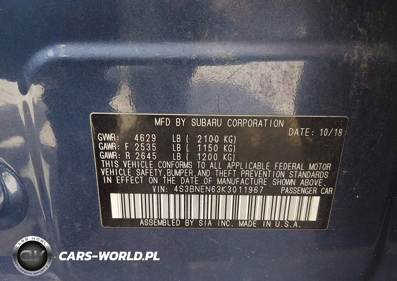 2019 Subaru Legacy 3.6R Limited VIN:4S3BNEN63K3011967 - 9