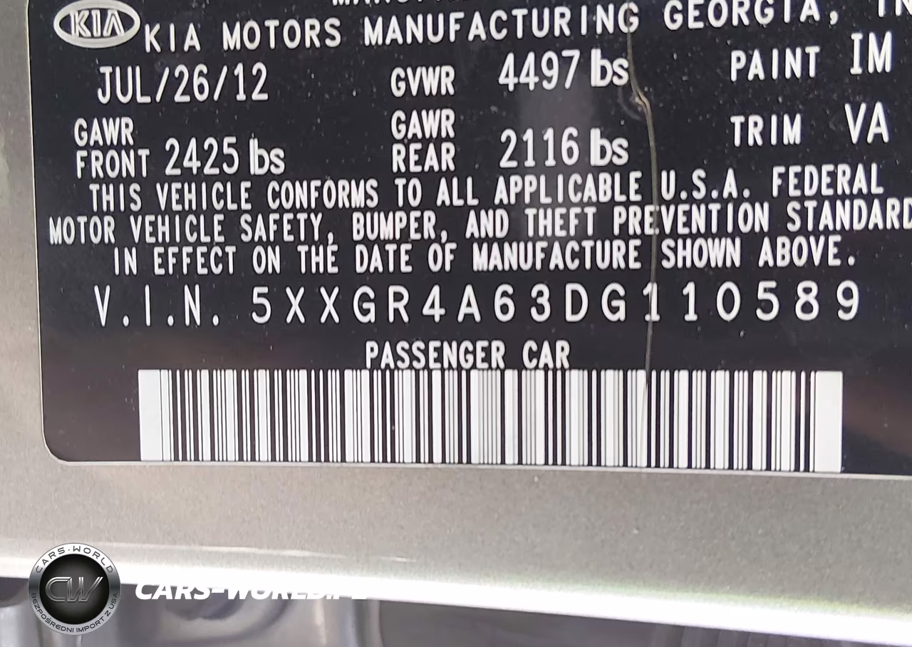 2013 Kia Optima Sx VIN:5XXGR4A63DG110589 - 9