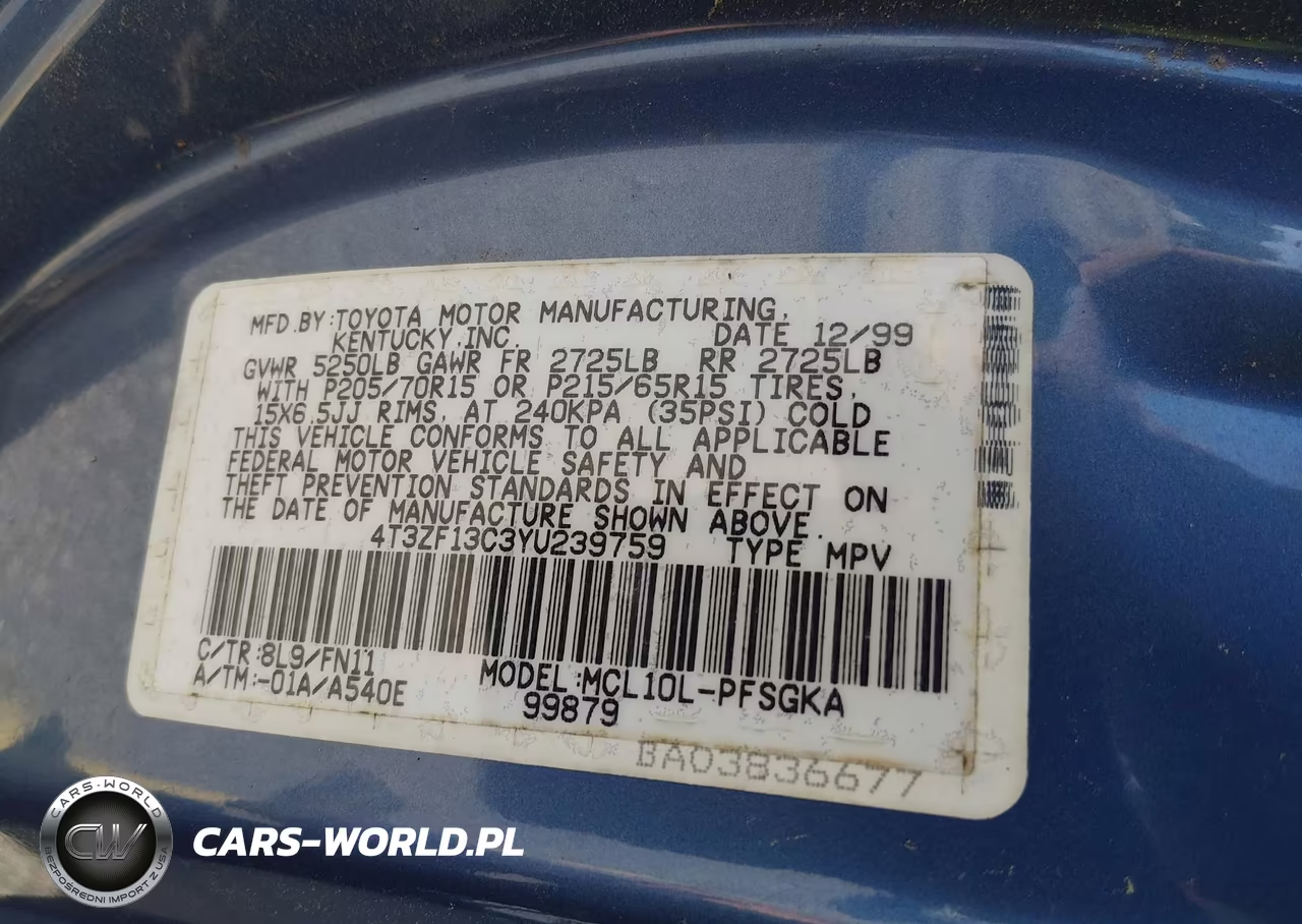 2000 Toyota Sienna Le VIN:4T3ZF13C3YU239759 - 9