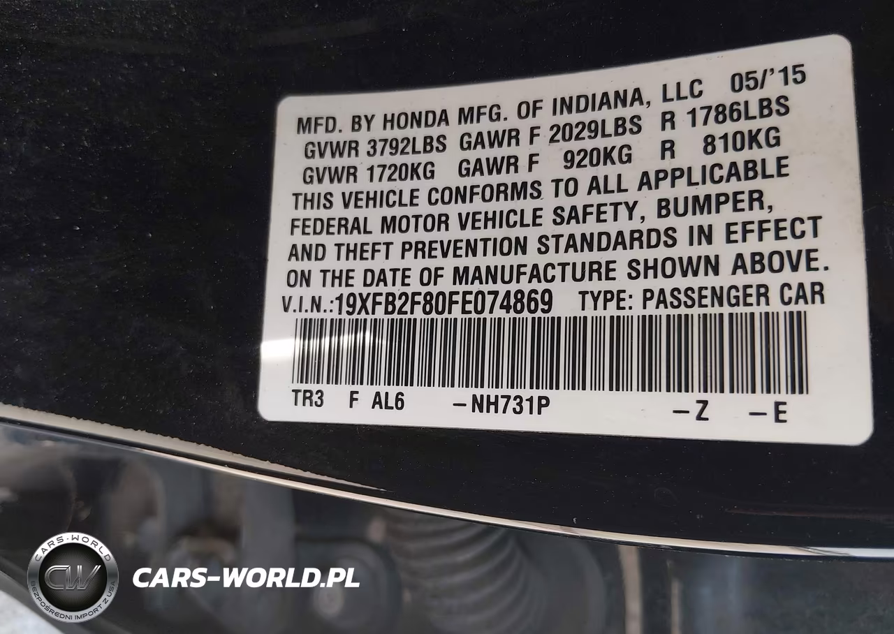 2015 Honda Civic Ex VIN:19XFB2F80FE074869 - 9