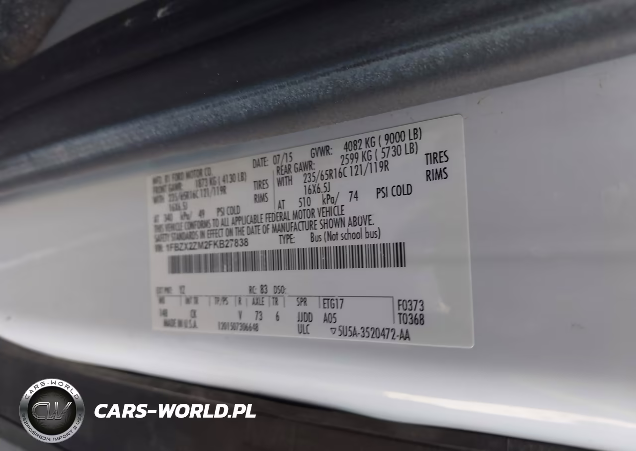2015 Ford Transit-350 Xlt VIN:1FBZX2ZM2FKB27838 - 9