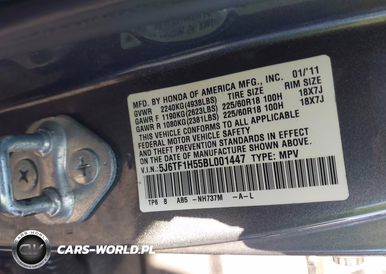 2011 Honda Accord Crosstour Ex-L VIN:5J6TF1H55BL001447 - 9