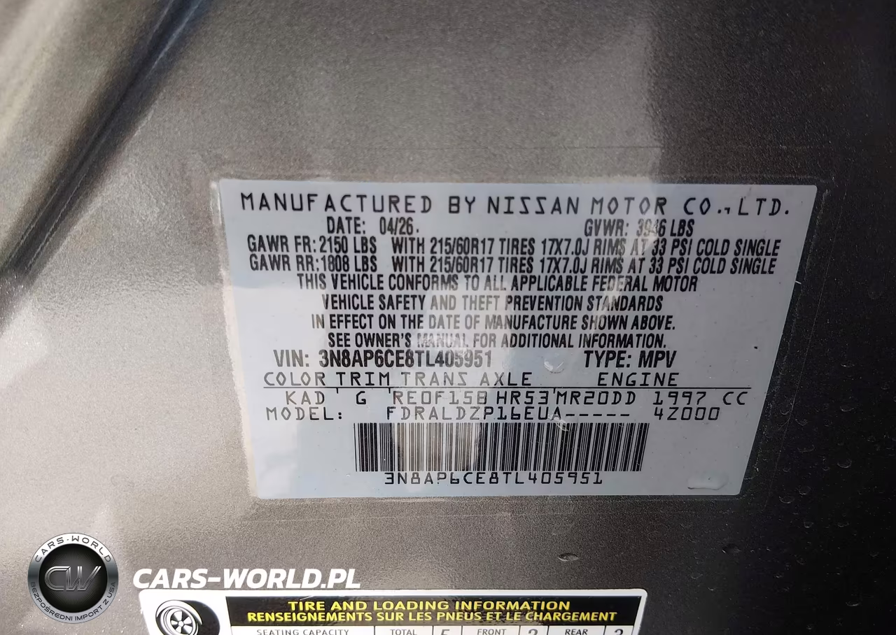 2026 Nissan Kicks Sv VIN:3N8AP6CE8TL405951 - 9