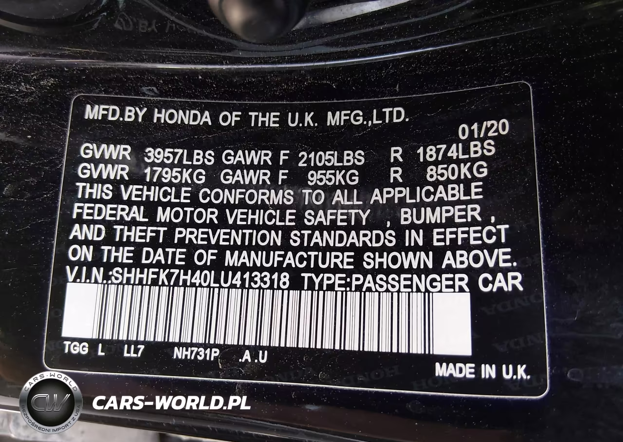 2020 Honda Civic Sport VIN:SHHFK7H40LU413318 - 9