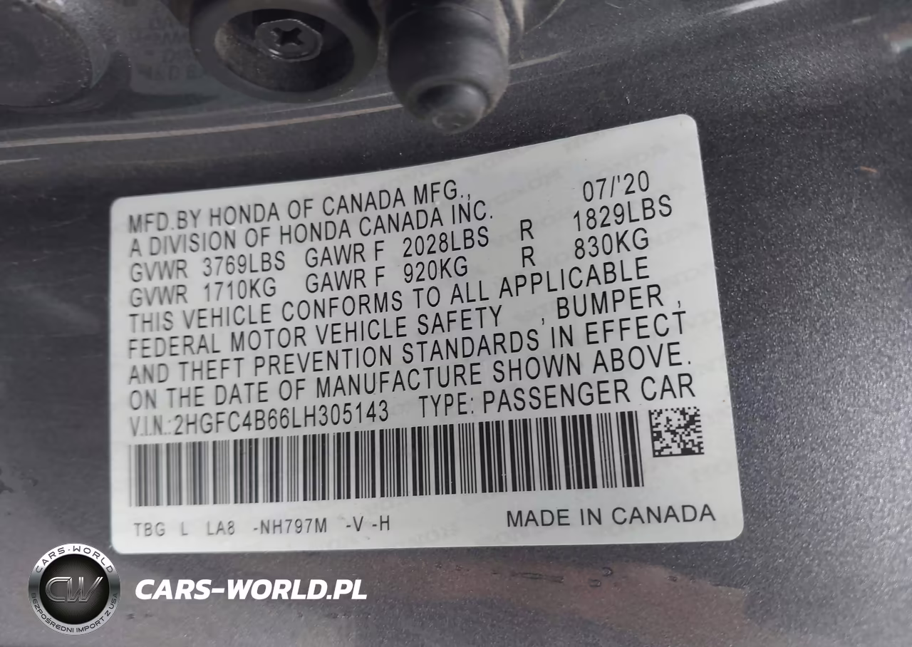 2020 Honda Civic Lx VIN:2HGFC4B66LH305143 - 9