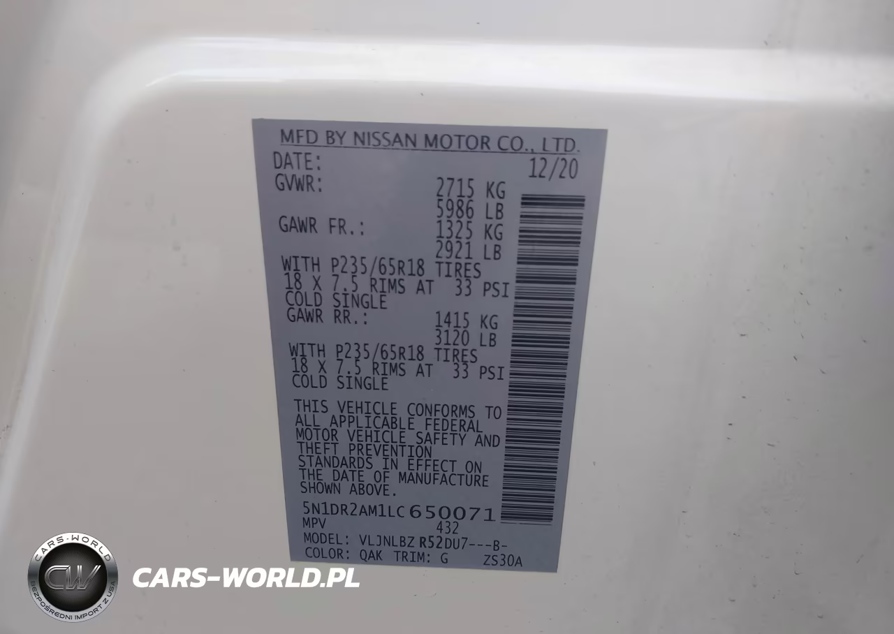 2020 Nissan Pathfinder S 4Wd VIN:5N1DR2AM1LC650071 - 9