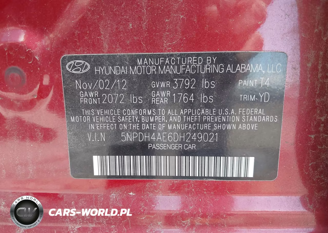 2013 Hyundai Elantra Gls VIN:5NPDH4AE6DH249021 - 9