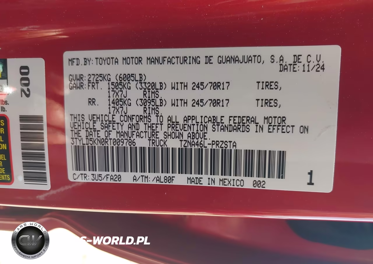 2024 Toyota Tacoma Sr VIN:3TYLD5KN0RT009786 - 9