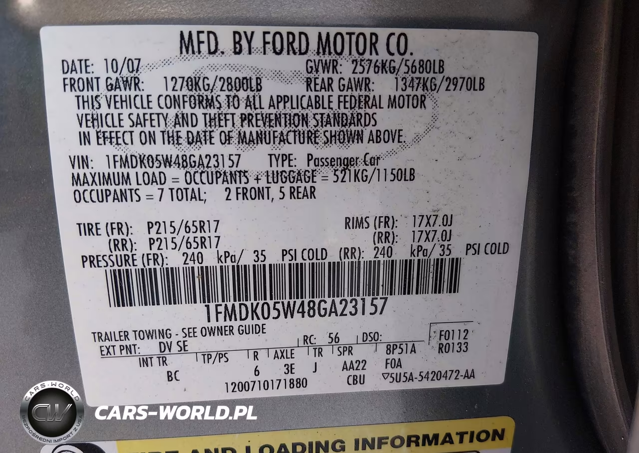 2008 Ford Taurus X Sel VIN:1FMDK05W48GA23157 - 9