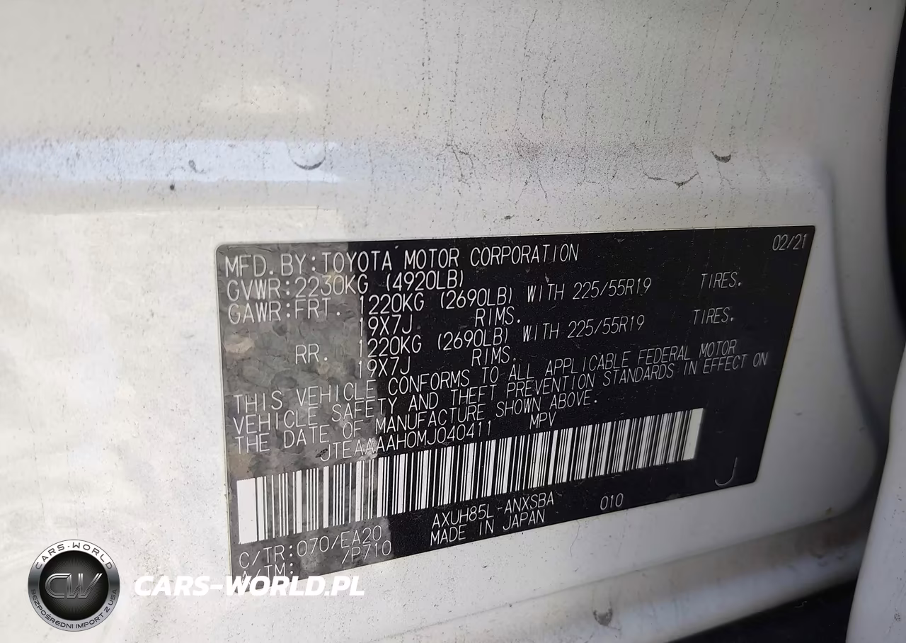2021 Toyota Venza Limited VIN:JTEAAAAH0MJ040411 - 9