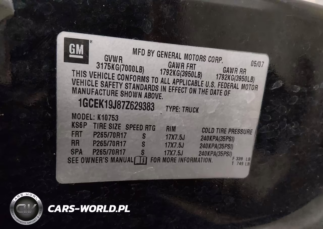 2007 Chevrolet Silverado 1500 Ltz VIN:1GCEK19J87Z629383 - 9