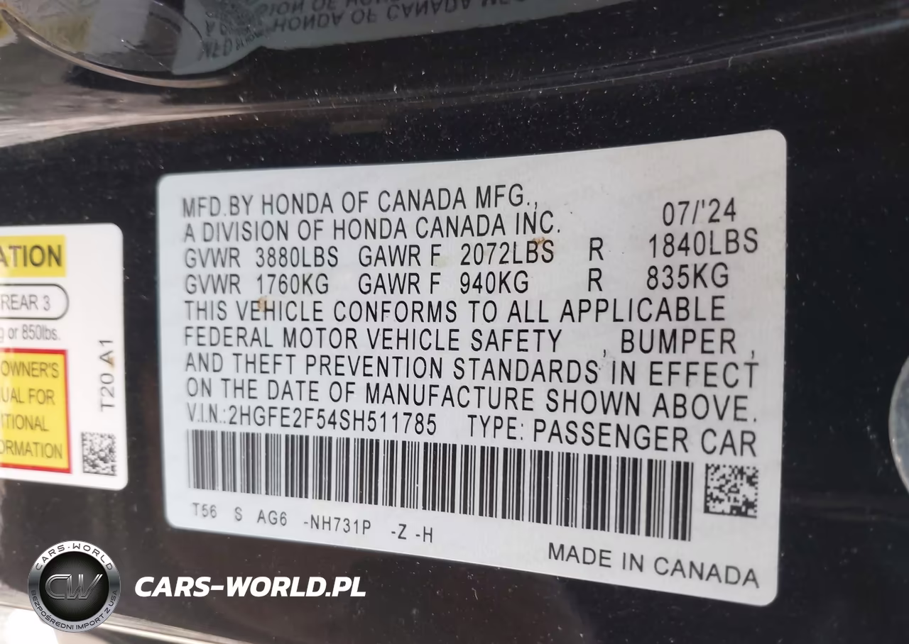 2025 Honda Civic Sport VIN:2HGFE2F54SH511785 - 9