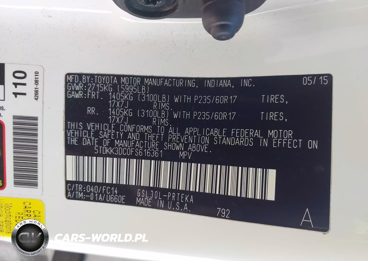 2015 Toyota Sienna Le 8 Passenger VIN:5TDKK3DC0FS616361 - 9