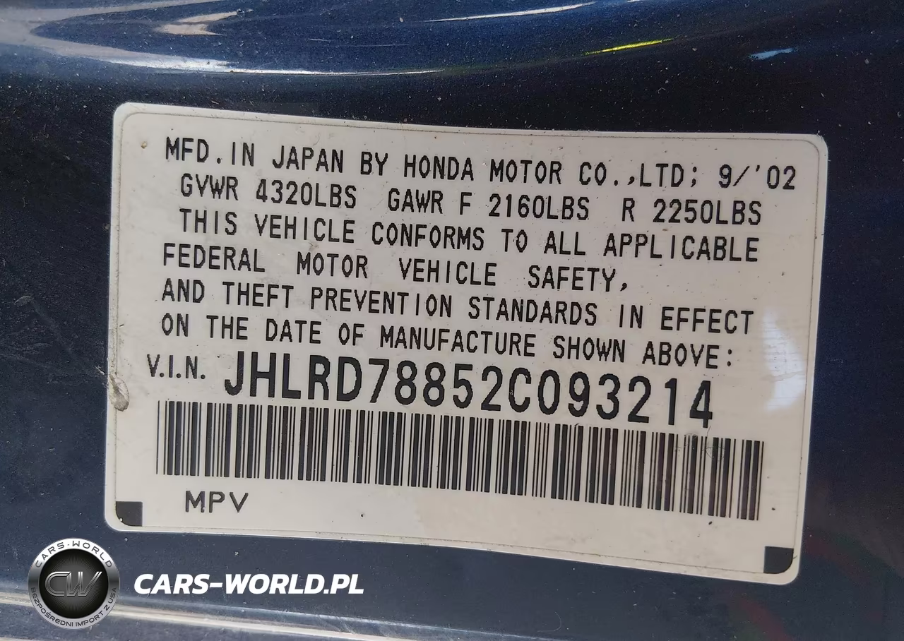 2002 Honda Cr-V Ex VIN:JHLRD78852C093214 - 8